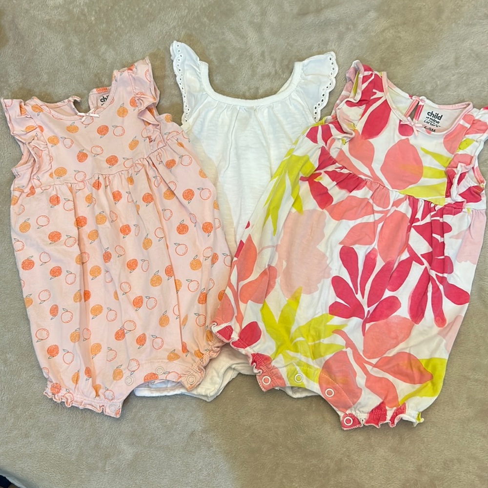 Carter’s Set of 3, Rompers ~ 6-9mo